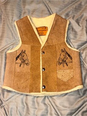 Kids Leather Cowy Horse Vest - Brown